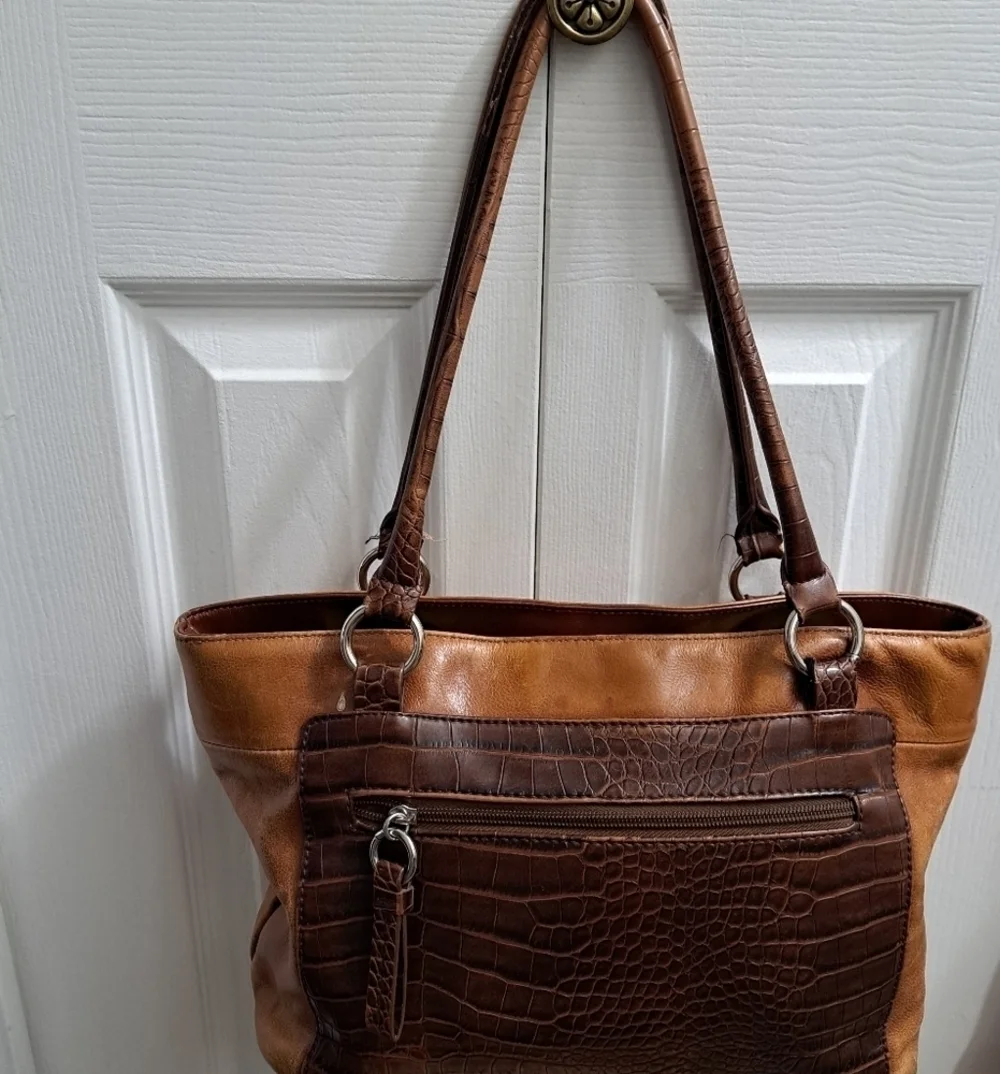 Giani Bernini Two Tone Genuine Leather Tote Bag